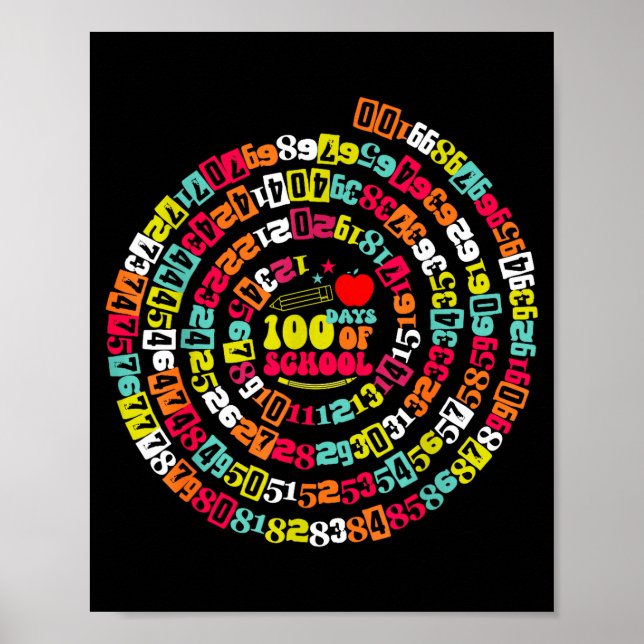 Affiche Joyeux 100 Jours D'école Drôle Prof De Maths Enfan (Devant)