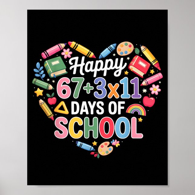 Affiche Joyeux 100 Jours D'école Équation Mathématique 100 (Devant)