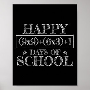 Affiche Joyeux 100 Jours D'école Équation Mathématique Drô