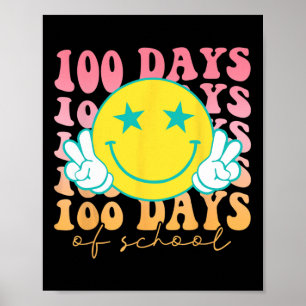 Affiche Joyeux 100 Jours D'École Joyeux Souriant Visage Ré