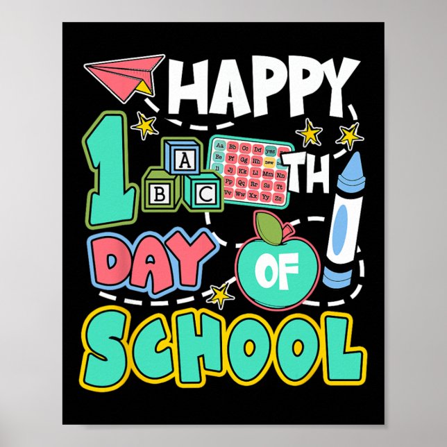 Affiche Joyeux 100 Jours D'école Pomme Enseignant Élève Am (Devant)