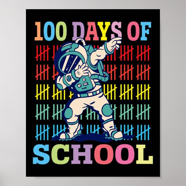 Affiche Joyeux 100 Jours D'Enfants Scolaires Dabbing Astro (Devant)