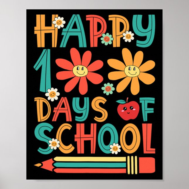 Affiche Joyeux 100 Jours D'Enseignant Étudiant 100ème Jour (Devant)