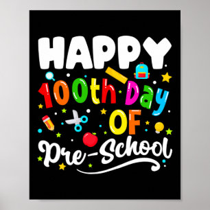 Affiche Joyeux 100 Jours D'Enseignants Préscolaire Enfants