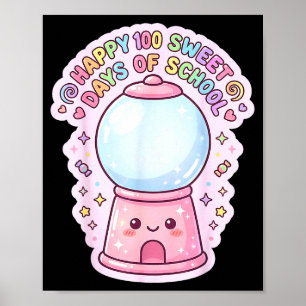 Affiche Joyeux 100 jours sucrés d'école machine à boules k