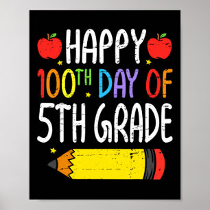 Affiche Joyeux 100e Jour De 5e Année Étudiants Enseignants