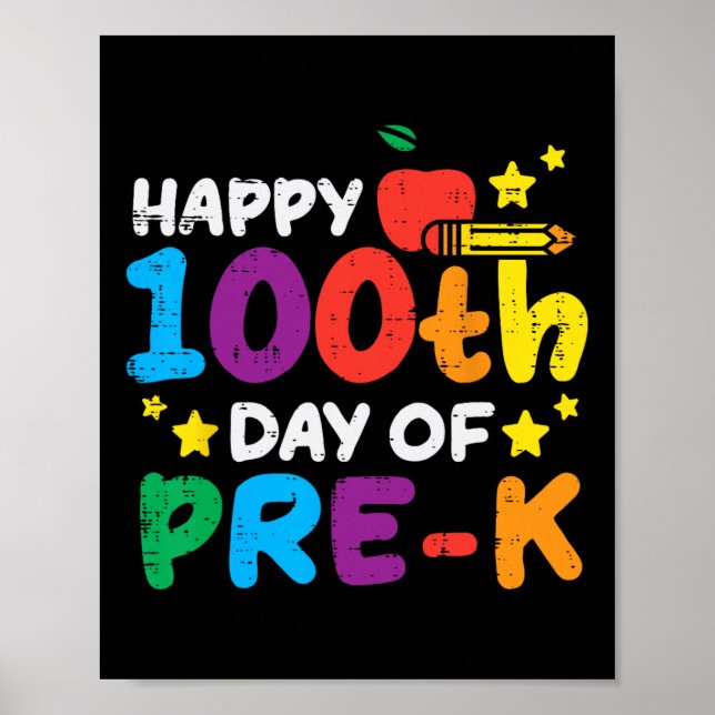 Affiche Joyeux 100e jour de pré-maternelle Pomme 100 jours (Devant)