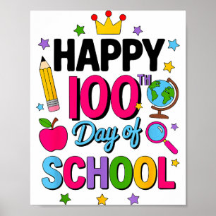 Affiche Joyeux 100e jour d'école 100 jours plus intelligen