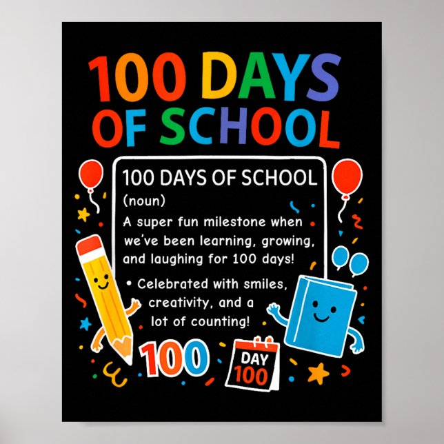 Affiche Joyeux 100e jour d'école Conception d'élève, 100 j (Devant)