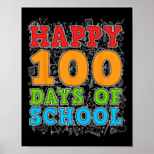 Affiche Joyeux 100e Jour D'Enseignant Étudiant Enfants 100