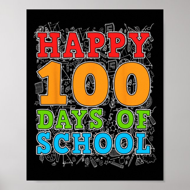 Affiche Joyeux 100e Jour D'Enseignant Étudiant Enfants 100 (Devant)