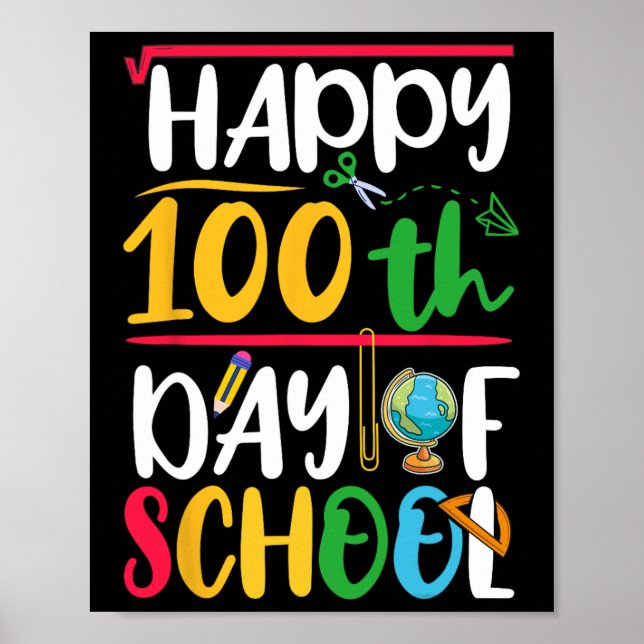 Affiche Joyeux 100e Jour D'Enseignant Étudiant Enfants 100 (Devant)