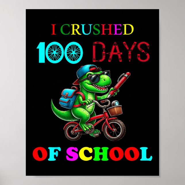 Affiche Joyeux 100E Jours D'Enseignants Scolaires Vélo Enf (Devant)