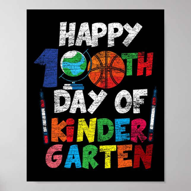 Affiche Joyeux 100ème Jour De Kinder Garten Cute 100 Jours (Devant)