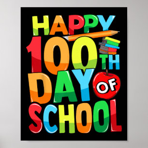 Affiche Joyeux 100ème Jour De L'École Enseignant Enfants E