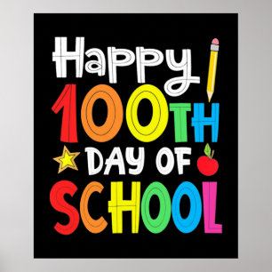 Affiche Joyeux 100ème Jour De L'École Professeur Rainbow