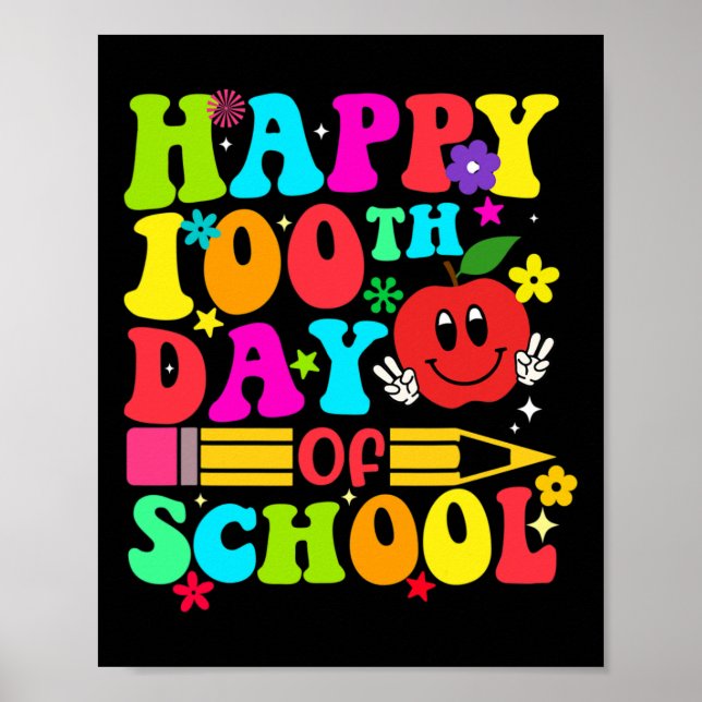 Affiche Joyeux 100ème Jour De L'École Rétro 100 Jours Ense (Devant)