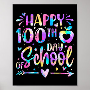 Affiche Joyeux 100ème Jour De L'École Tie Dye Arc En Ciel