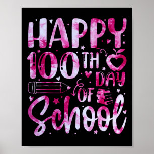 Affiche Joyeux 100ème Jour De L'École Tie Dye Arc En Ciel 