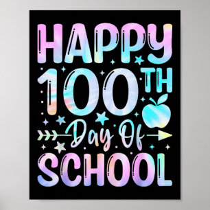 Affiche Joyeux 100ème Jour De L'École Tie Dye Arc En Ciel