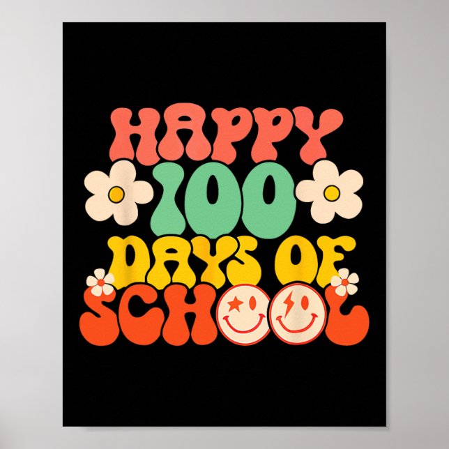 Affiche Joyeux 100ème Jour D'Enseignant Enfants Retro Groo (Devant)