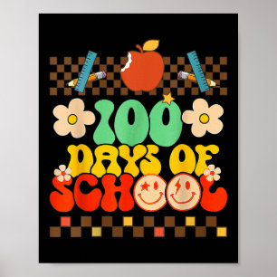 Affiche Joyeux 100ème Jour D'Enseignant Enfants Retro Groo