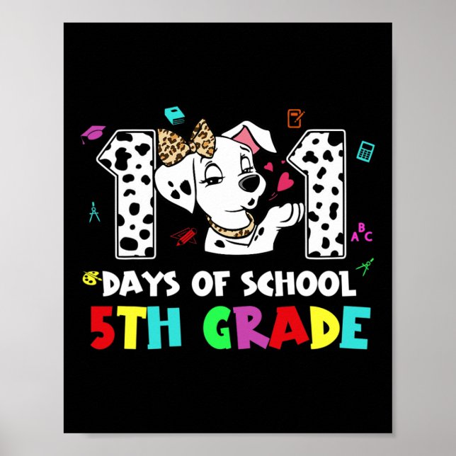 Affiche Joyeux 101 Jours École 5e année Chien 100 Jours Sm (Devant)