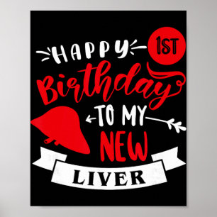 Affiche Joyeux 1er Anniversaire À Mon Nouveau Foie, Annive