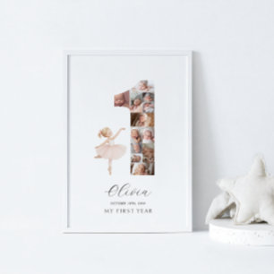 Affiche Joyeux 1er anniversaire Ballerina Photo Collage