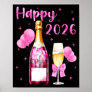 Affiche Joyeux 2026 À une nouvelle année 2026 Champagne Co