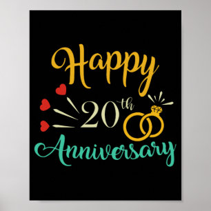 Affiche Joyeux 20e anniversaire jumelés Couples 20e annive