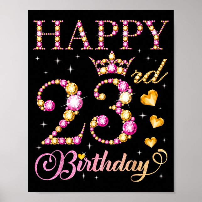 Affiche Joyeux 23e Anniversaire 23 Ans Hommes Femmes Anniv (Devant)