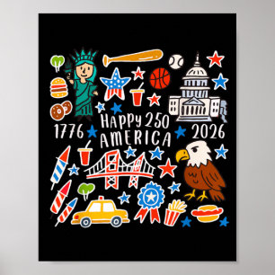 Affiche Joyeux 250e anniversaire de l'Amérique 4 juillet