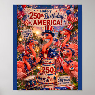 Affiche Joyeux 250e anniversaire l'Amérique le 4 juillet F