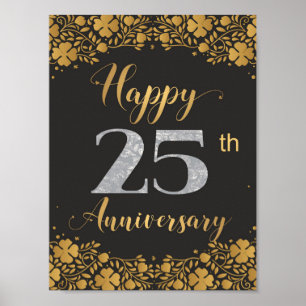 Affiche Joyeux 25e anniversaire Mariage d'argent 25 ans
