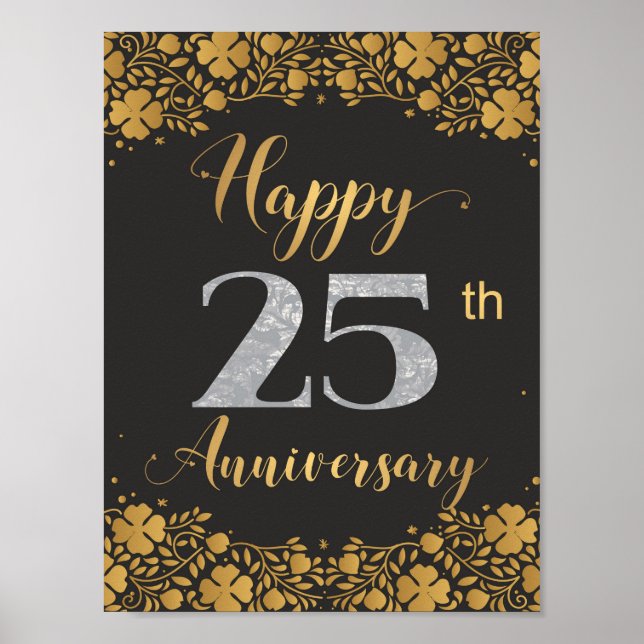Affiche Joyeux 25e anniversaire Mariage d'argent 25 ans (Devant)