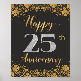 Affiche Joyeux 25e anniversaire Mariage d'argent 25 ans