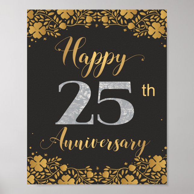 Affiche Joyeux 25e anniversaire Mariage d'argent 25 ans (Devant)