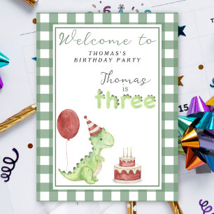 Affiche Joyeux 3e anniversaire Cute Dino