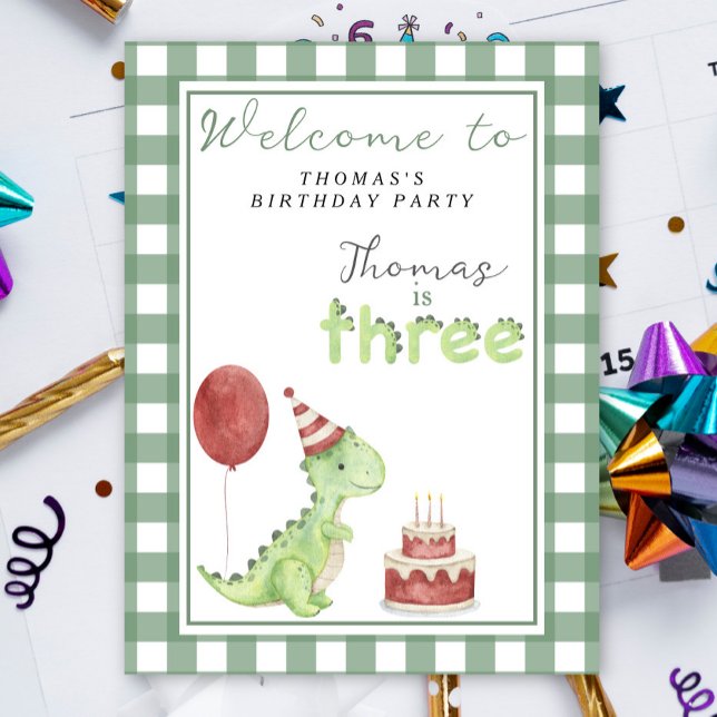 Affiche Joyeux 3e anniversaire Cute Dino  (Créateur téléchargé)