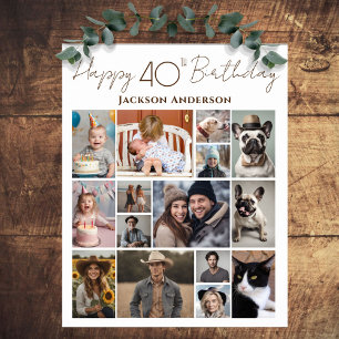 Affiche Joyeux 40e anniversaire 15 photo multiple