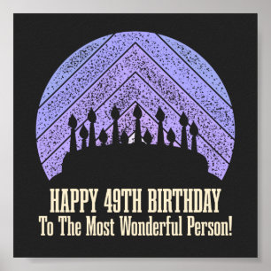 Affiche Joyeux 49ème anniversaire souhaitant dire citation