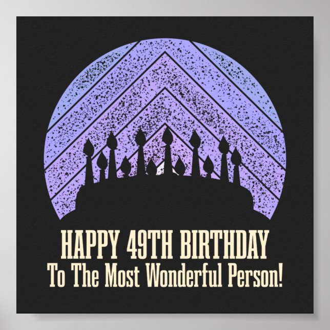 Affiche Joyeux 49ème anniversaire souhaitant dire citation (Devant)