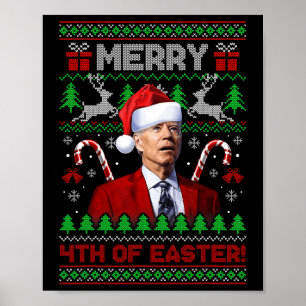 Affiche Joyeux 4 e Pâques Amusants Joe Biden Noël laid 2