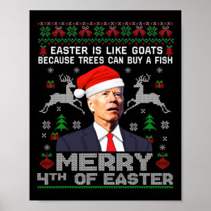 Affiche Joyeux 4 ème de Pâques Drôle Biden Vilain Noël Swe
