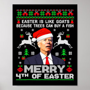 Affiche Joyeux 4 ème de Pâques Drôle Biden Vilain Noël Swe