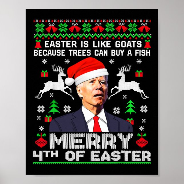 Affiche Joyeux 4 ème de Pâques Drôle Biden Vilain Noël Swe (Devant)