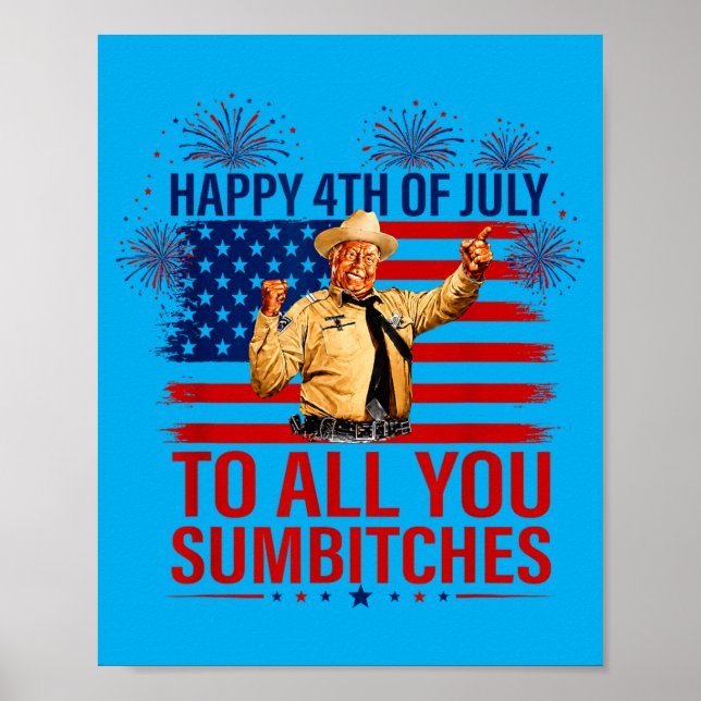 Affiche Joyeux 4 juillet à mes amis fous Citation drôle (Devant)