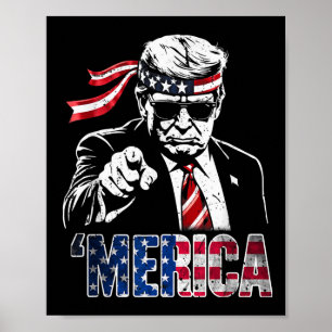 Affiche Joyeux 4 juillet Amérique Trump Drapeau américain