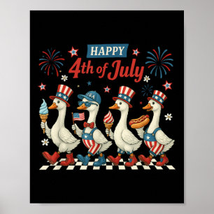 Affiche Joyeux 4 juillet Canards Fête de l'Indépendance Am